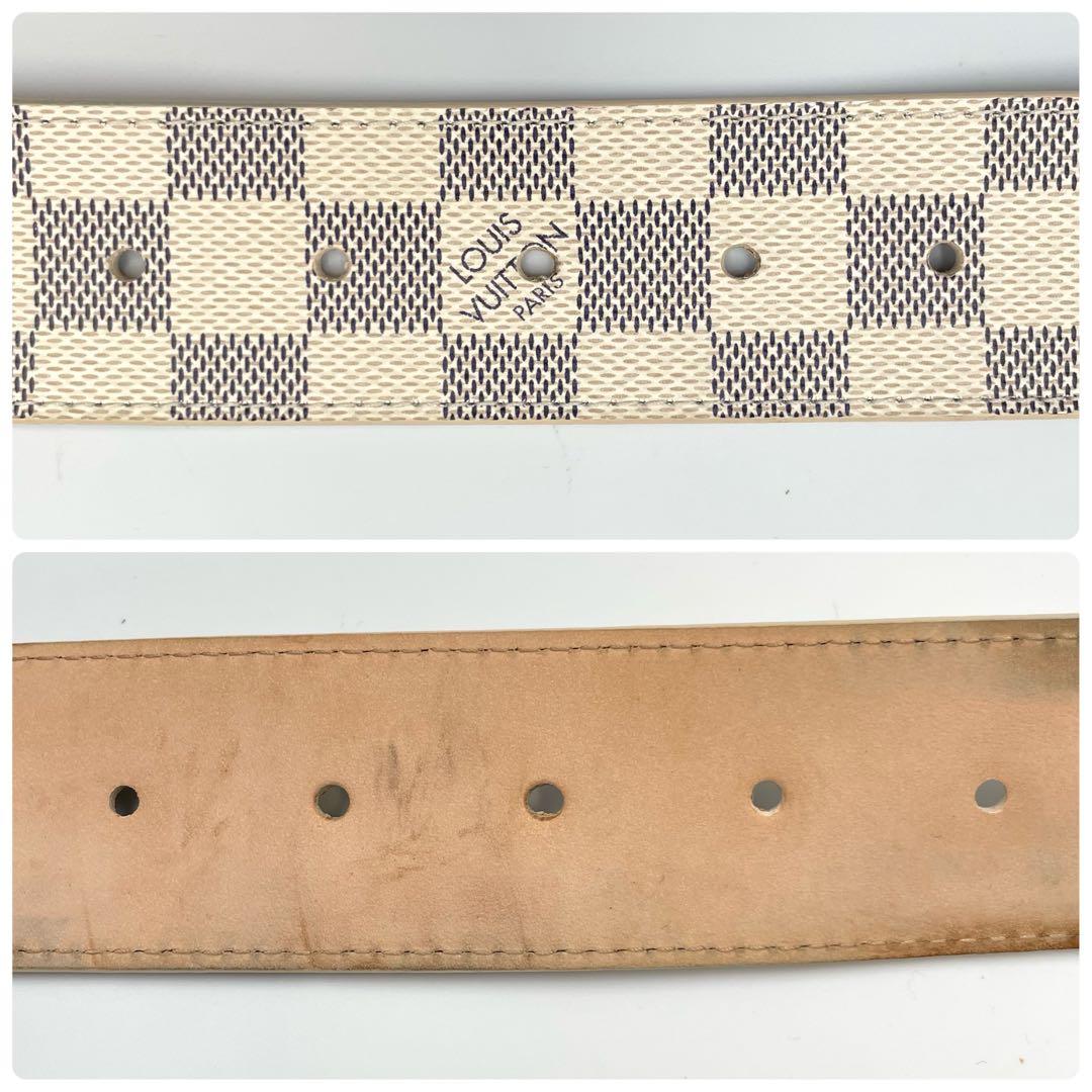 美品★ルイヴィトン　サンチュール　ダミエアズール　LVイニシャル　レザーベルト