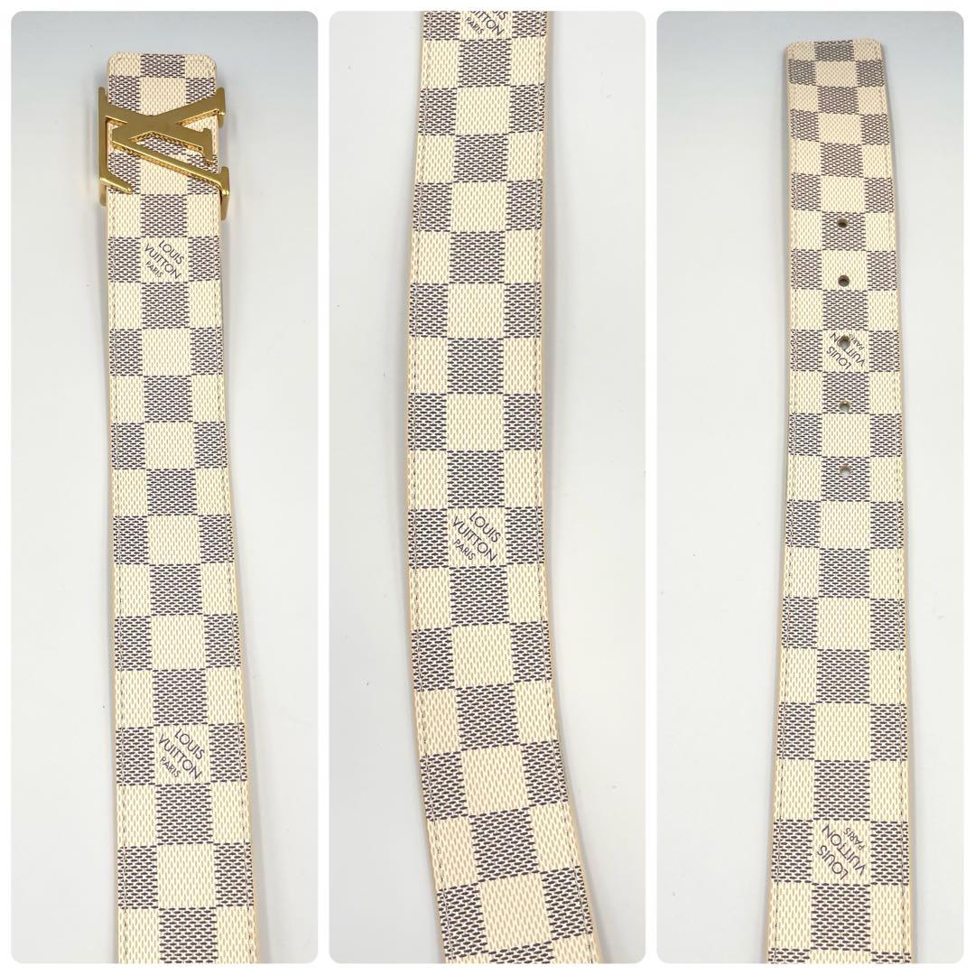 美品★ルイヴィトン　サンチュール　ダミエアズール　LVイニシャル　レザーベルト