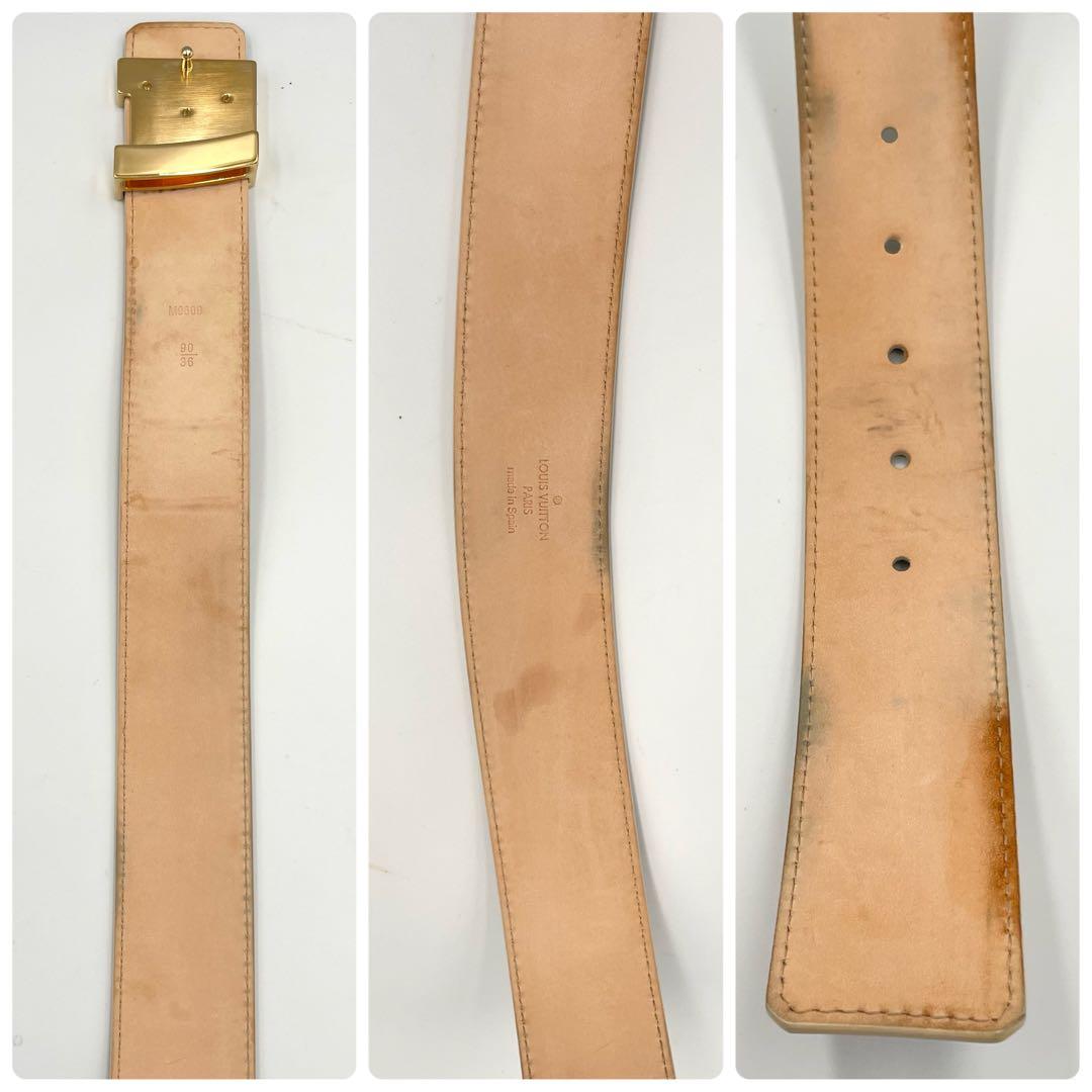 美品★ルイヴィトン　サンチュール　ダミエアズール　LVイニシャル　レザーベルト