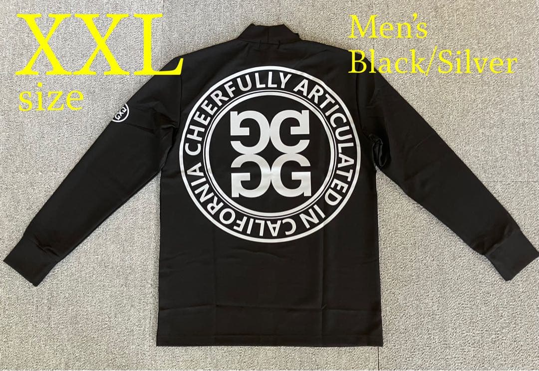 G/FORE ジーフォア XXLサイズモックネックロングスリーブT-シャツ 黒色