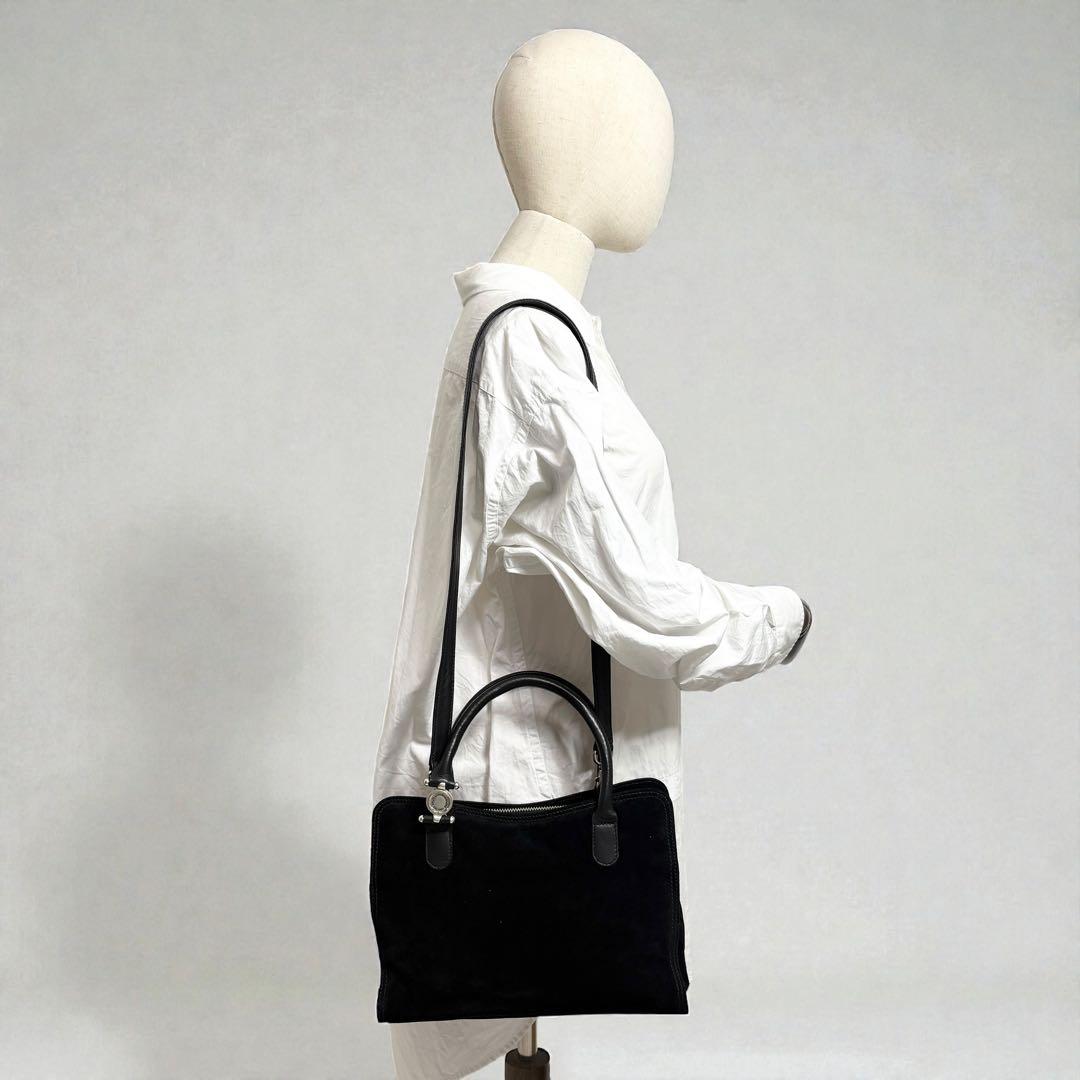 ラルフローレン スエード×レザー ブラック 2wayショルダーバッグ