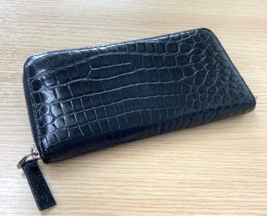 ペレリールッソ クロコダイル本革 長財布 ブラック - メルカリ