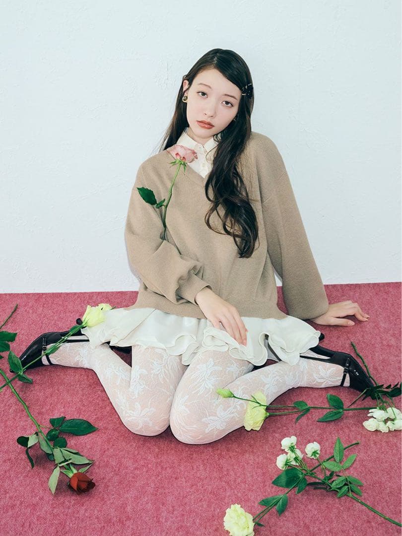 Lily brown リリーブラウン シャツドッキングフリルミニワンピース