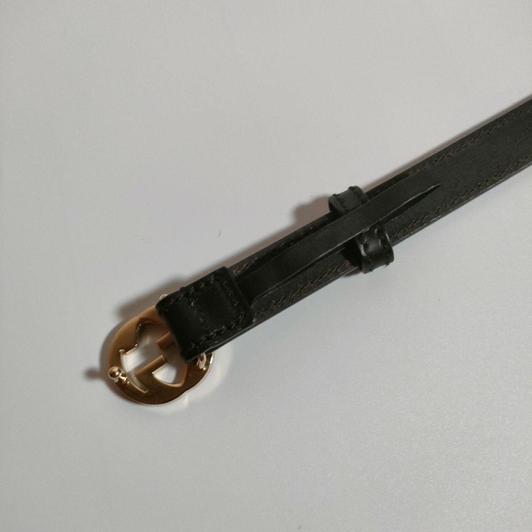 GUCCI インターロッキングG レザーベルト ブラック ゴールド金具