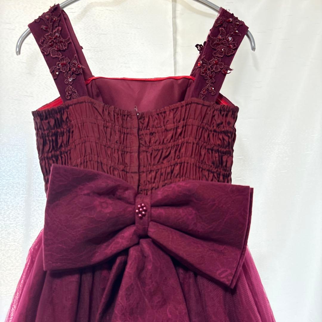 TWEED バーガンディ刺繍フォーマルドレス 160