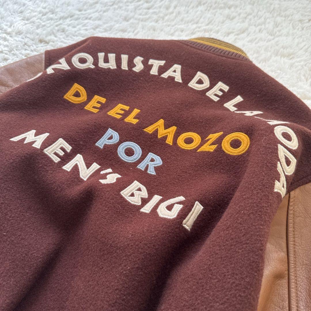 MEN'S BIGI 80年代 好配色 アーチロゴ 牛革 袖レザー スタジャン