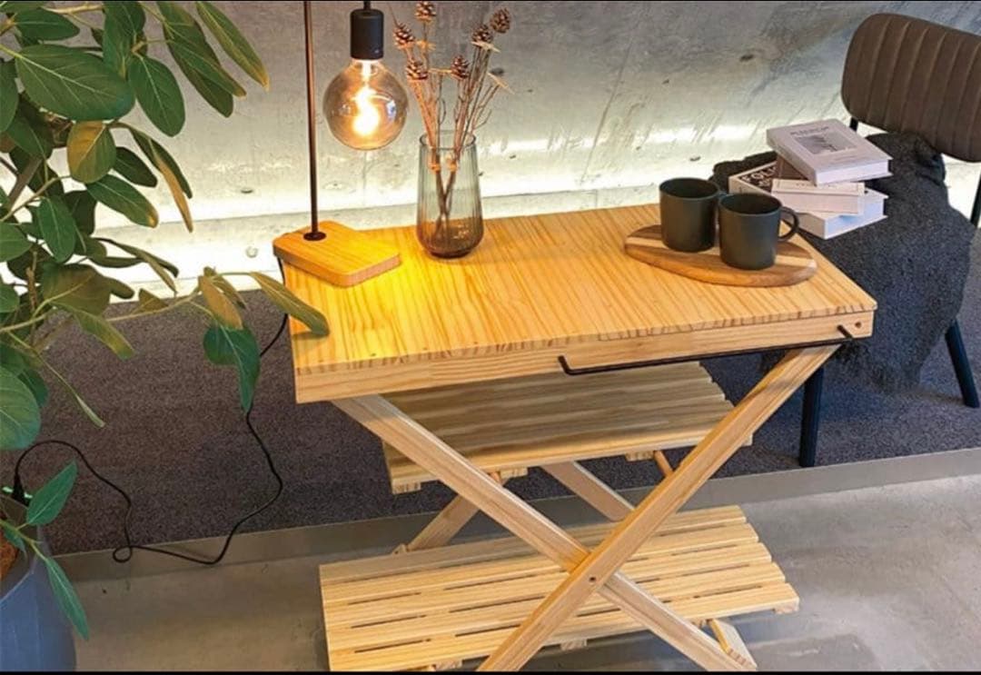 VALVE アウトドア 木製折りたたみテーブル 収納バッグ付 アウトドア