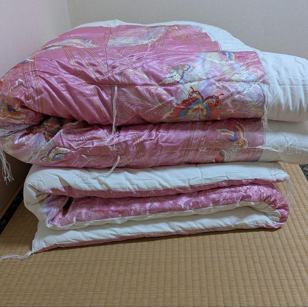 ◇年始 セール◇婚礼ぶとん① 掛け敷きセット 年代物 ピンク 蝶 - メルカリ