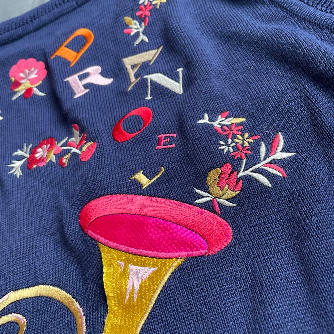 LEONARD トランペット刺繍 ノースリーブセーター