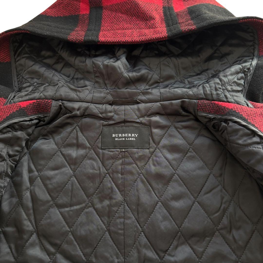 極美品 BURBERRY BLACK LABEL チェック ダッフルコート 中綿