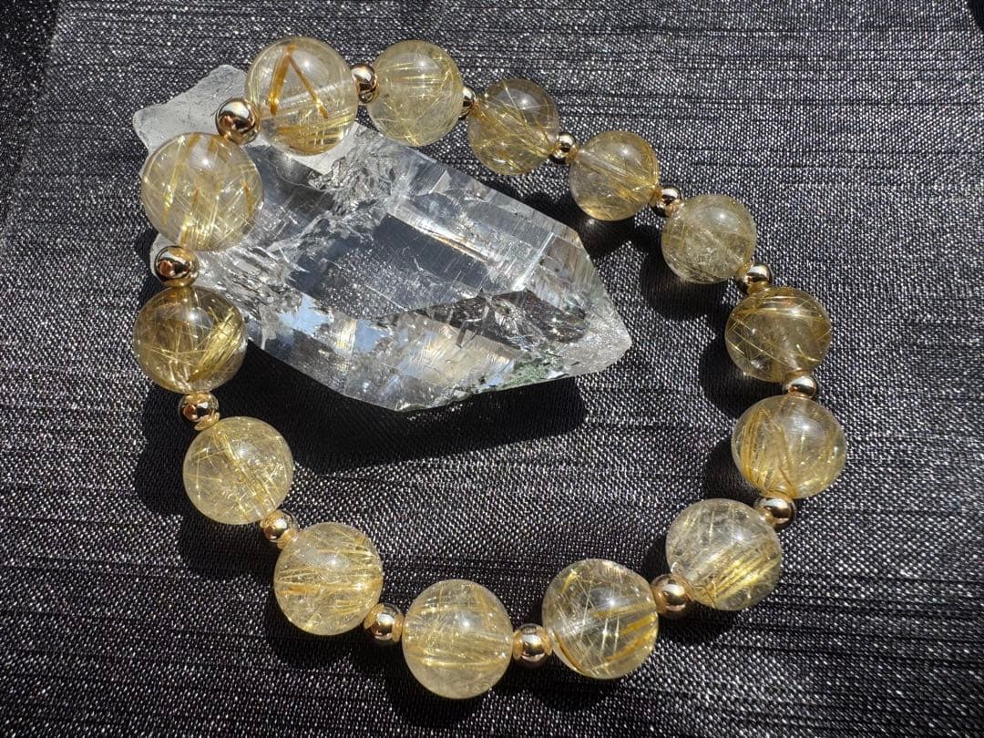 ！奈良林！⭐︎染色無しの本物⭐︎ゴールドルチル⭐︎タイチンルチル⭐︎ブレスレット⭐︎