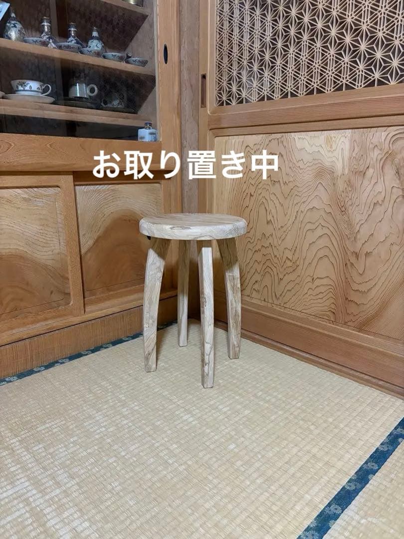1376建具屋一筋58年のおじいちゃんの手作りスツール、イス☆タモ