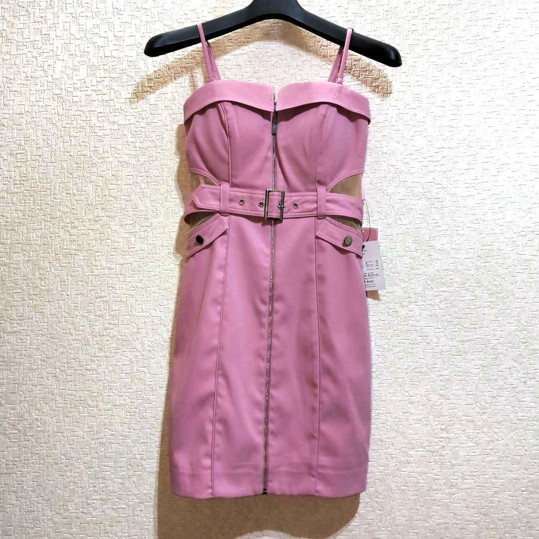 Glossyキャバドレス【新品未使用】ピンクノースリーブミニワンピース S
