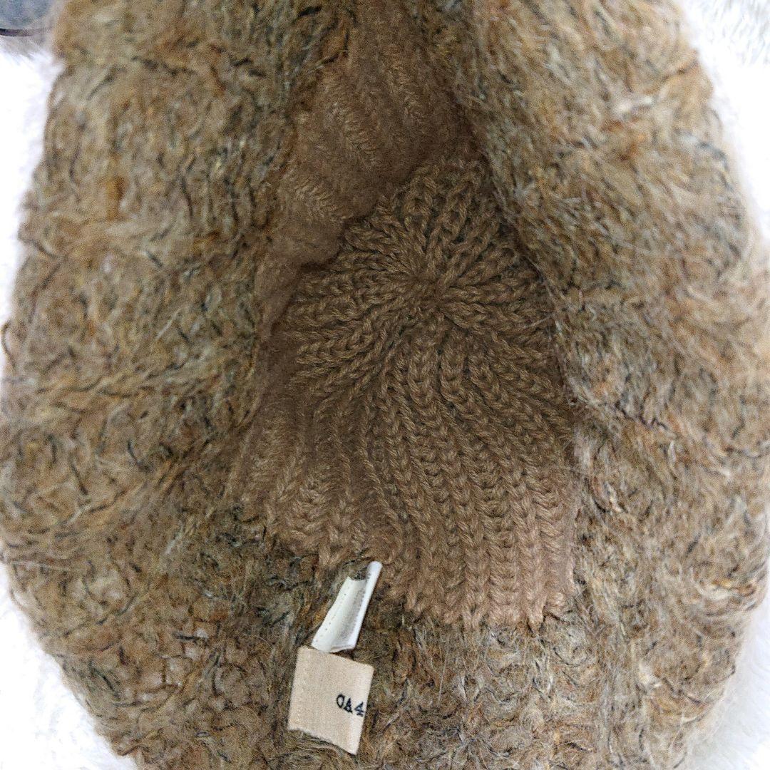 カシラ イタリア製 リアルファー モヘアニット 帽子 ブラウン