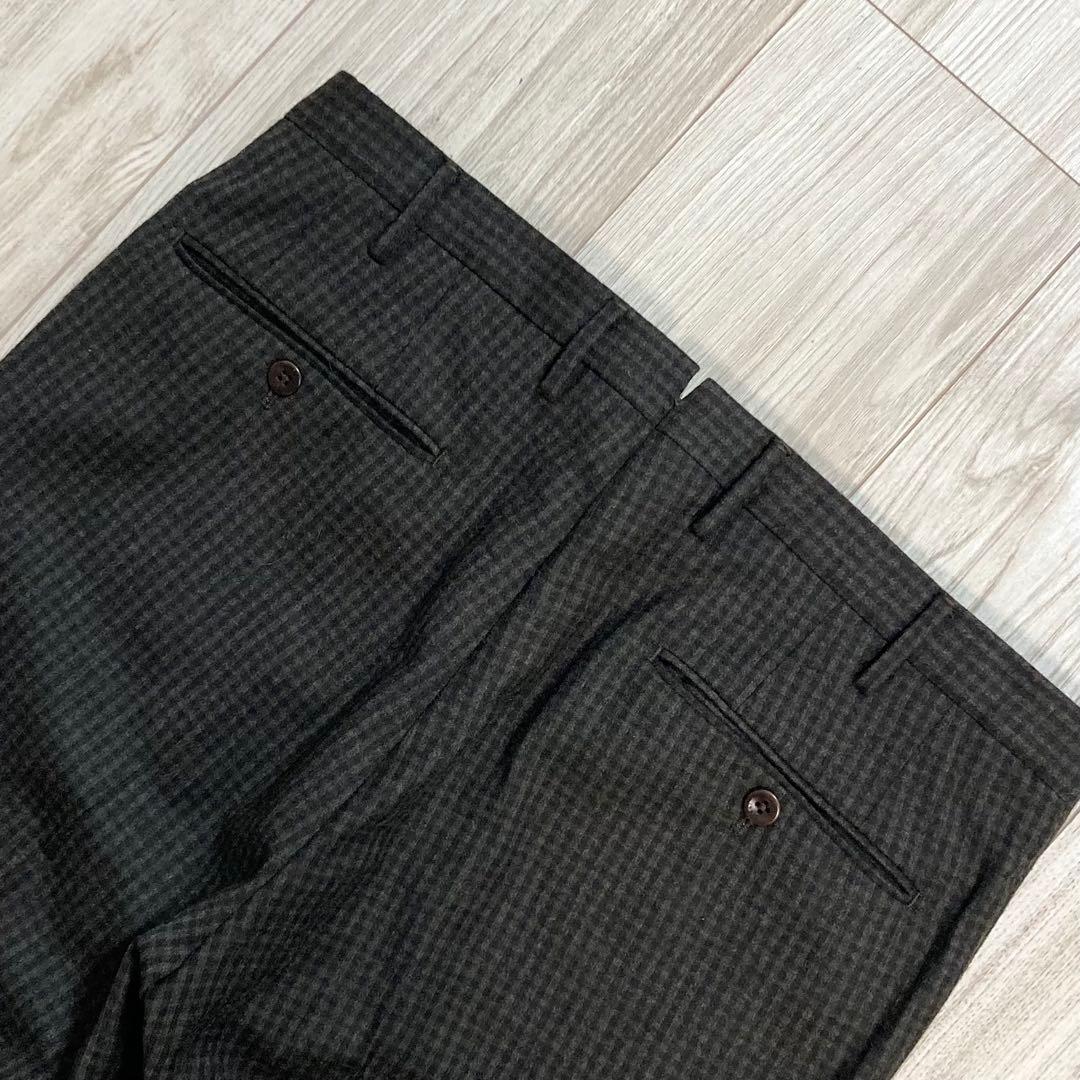 INCOTEX インコテックス スラックス ウール グレー チェック 48 美品