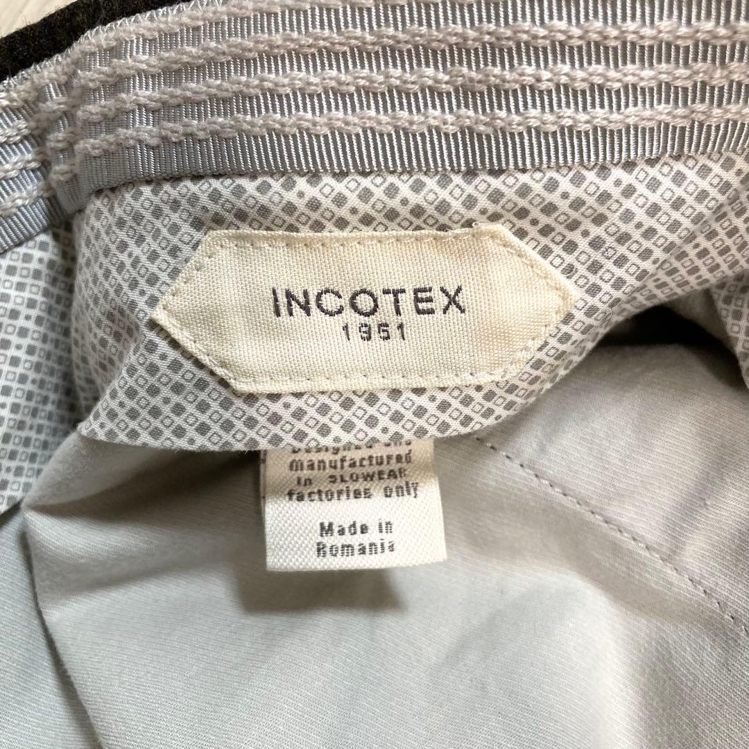 INCOTEX インコテックス スラックス ウール グレー チェック 48 美品