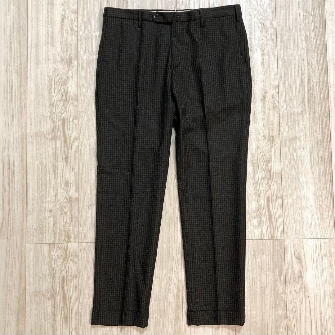 INCOTEX インコテックス スラックス ウール グレー チェック 48 美品