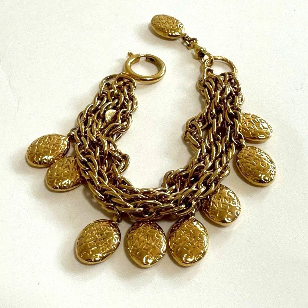 CHANEL 美品✨シャネル ３連チェーン ブレスレット　ゴールド