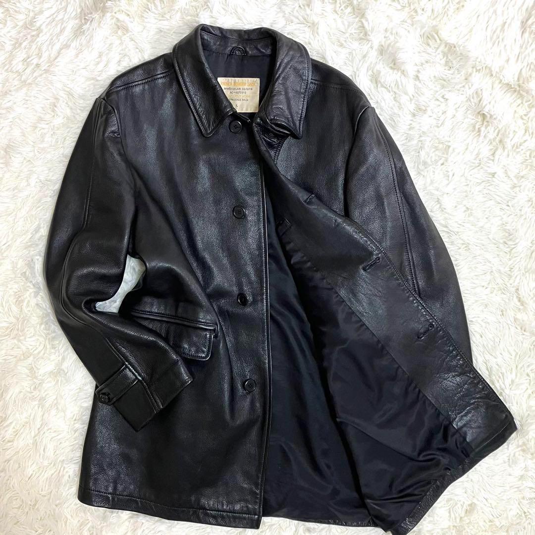 希少】FRENCH BOMBER JACK レザー コート ブラック - メルカリ