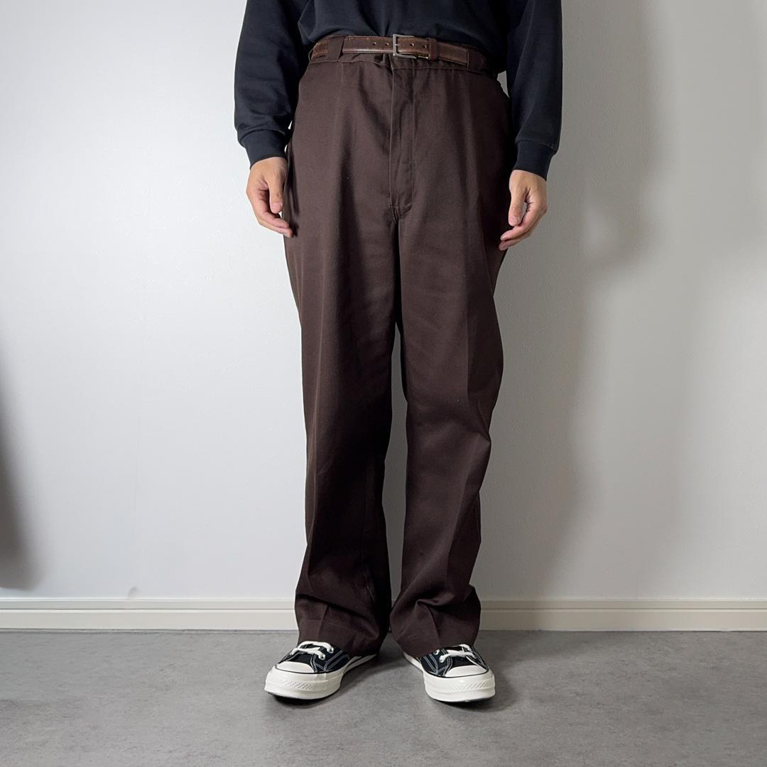 80sUSA製Dickies874ワークパンツ42タロン チビタグ ブラウン古着