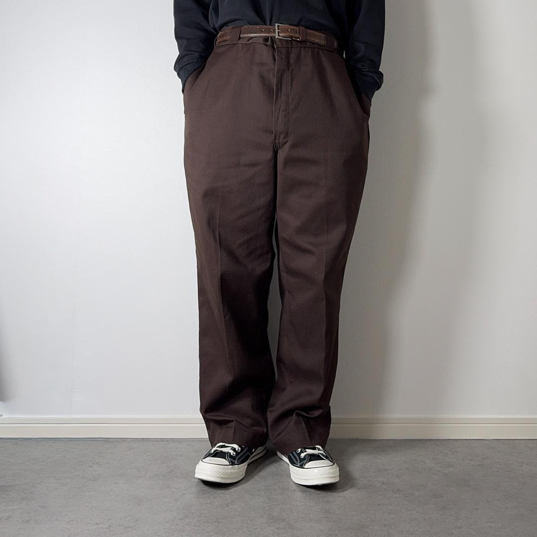 80sUSA製Dickies874ワークパンツ42タロン チビタグ ブラウン古着