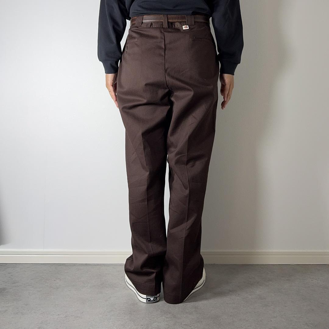 80sUSA製Dickies874ワークパンツ42タロン チビタグ ブラウン古着