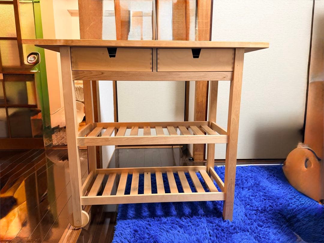 IKEA フォルホイヤ キッチントロリー 作業台 無垢材 引き出し付き