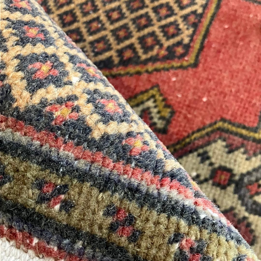 上品✳︎55×99✳︎くすみピンク　穏やかグレー　メダリオン　トルコヴィンテージラグ