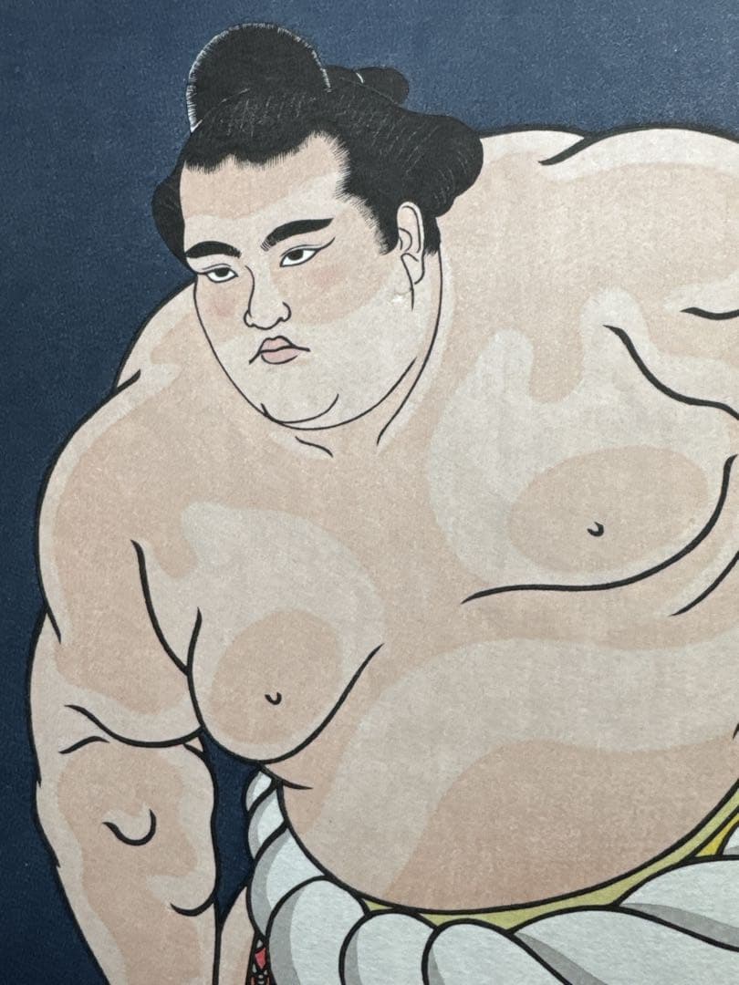 木下大門　木版画「横綱稀勢の里土俵入り」直筆揮毫入り