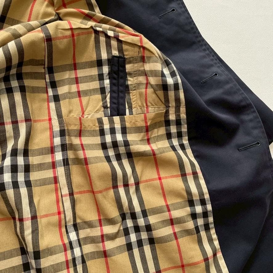 マ*ス様 【英国製】バーバリーズ ステンカラーコート ノバチェック 42 ロング