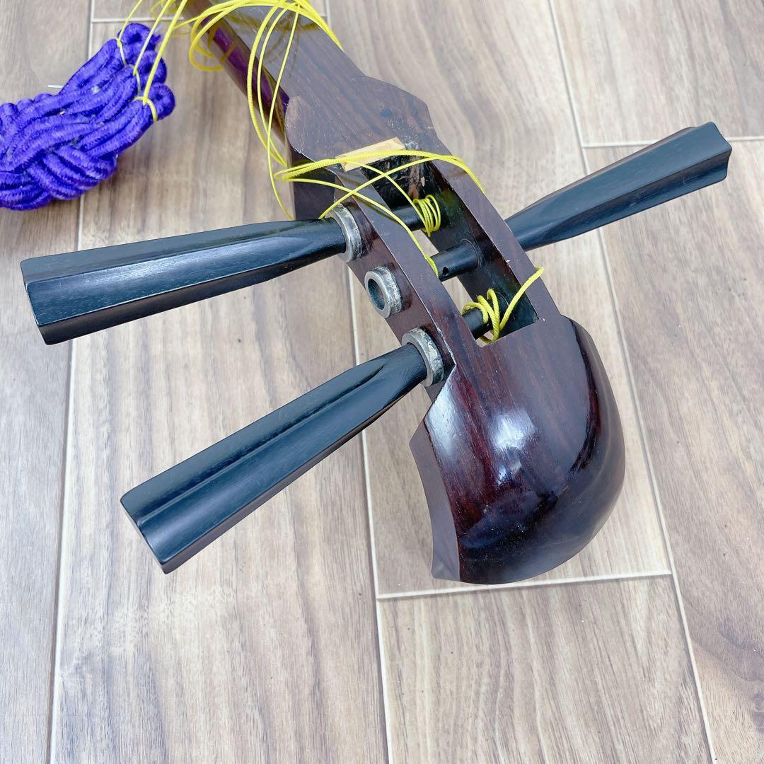 津軽貼り 津軽塗り胴掛け　中棹 三味線 平溝 丸打胴 黒檀糸巻き　紅木　正寸