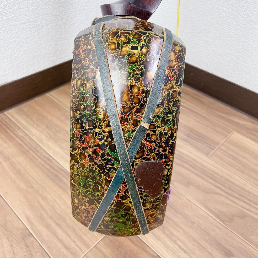 津軽貼り 津軽塗り胴掛け　中棹 三味線 平溝 丸打胴 黒檀糸巻き　紅木　正寸