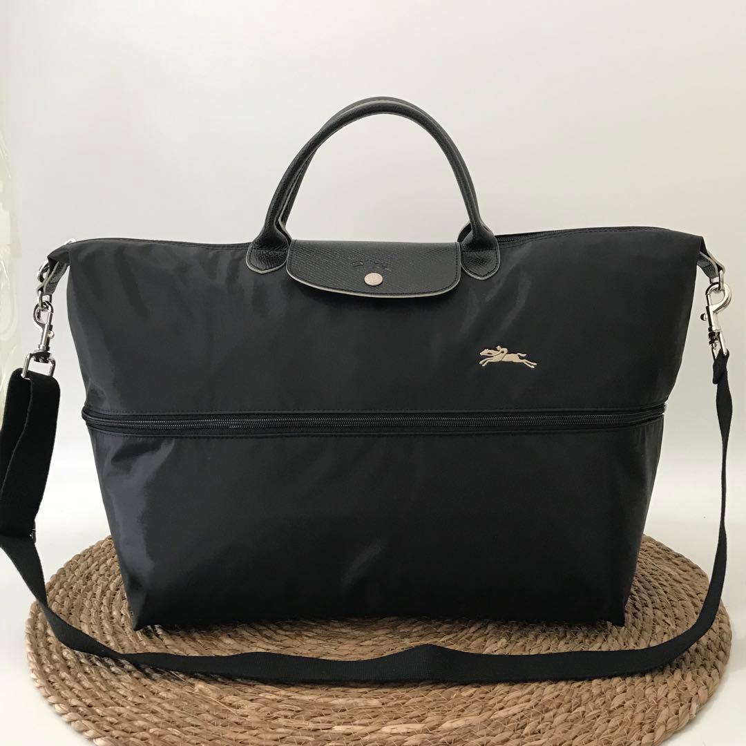 新品ロンシャン ル・プリアージュ 拡張 大容量 ボストン 旅行 ブラック