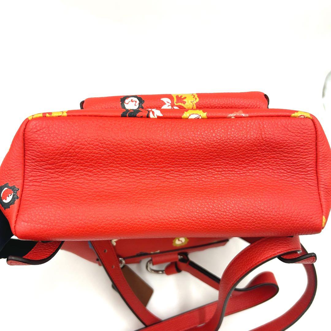 COACH 　コーチ　フローラル　ターンロック　ミニリュック　 花柄 　レッド