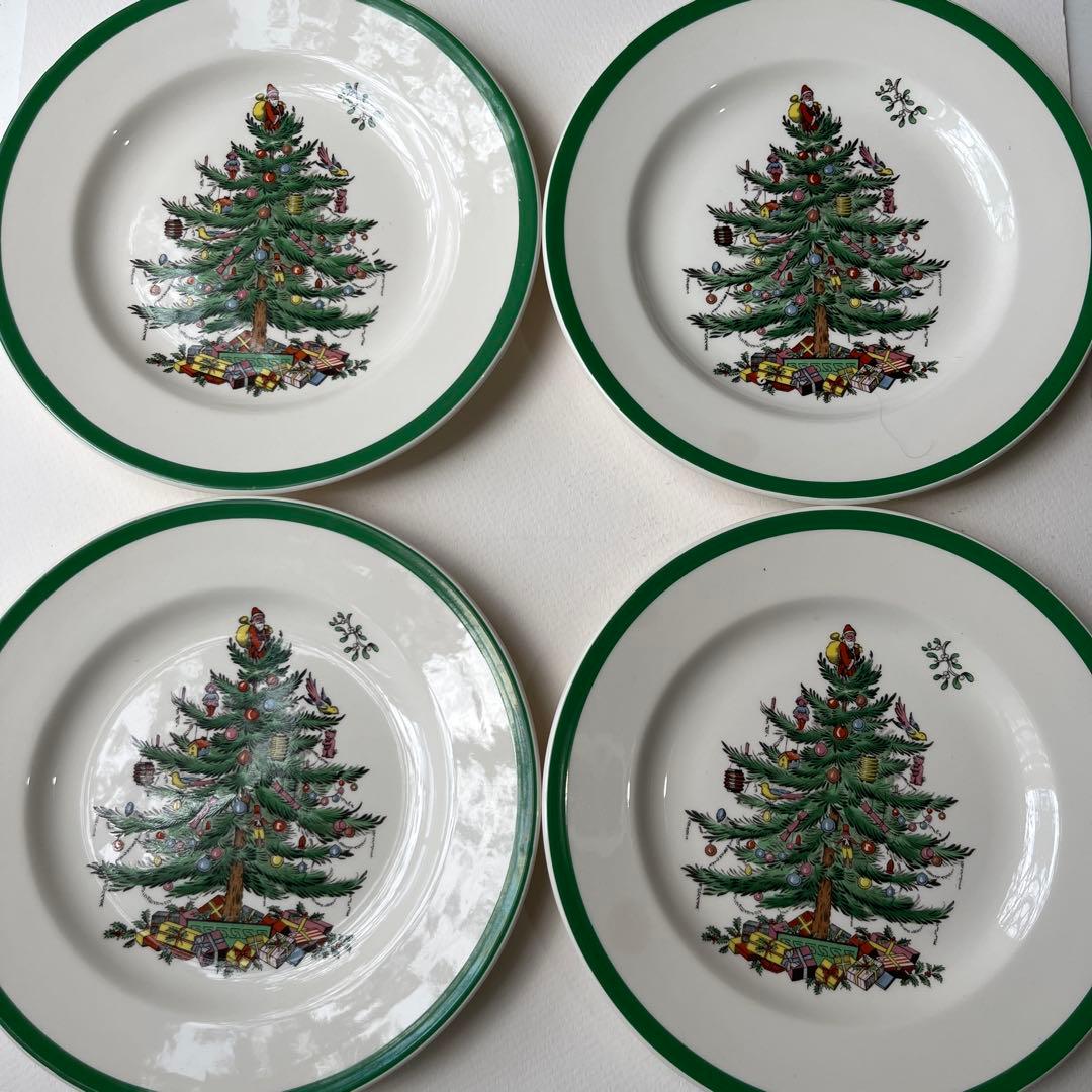 Spode クリスマスツリー皿 4枚セット
