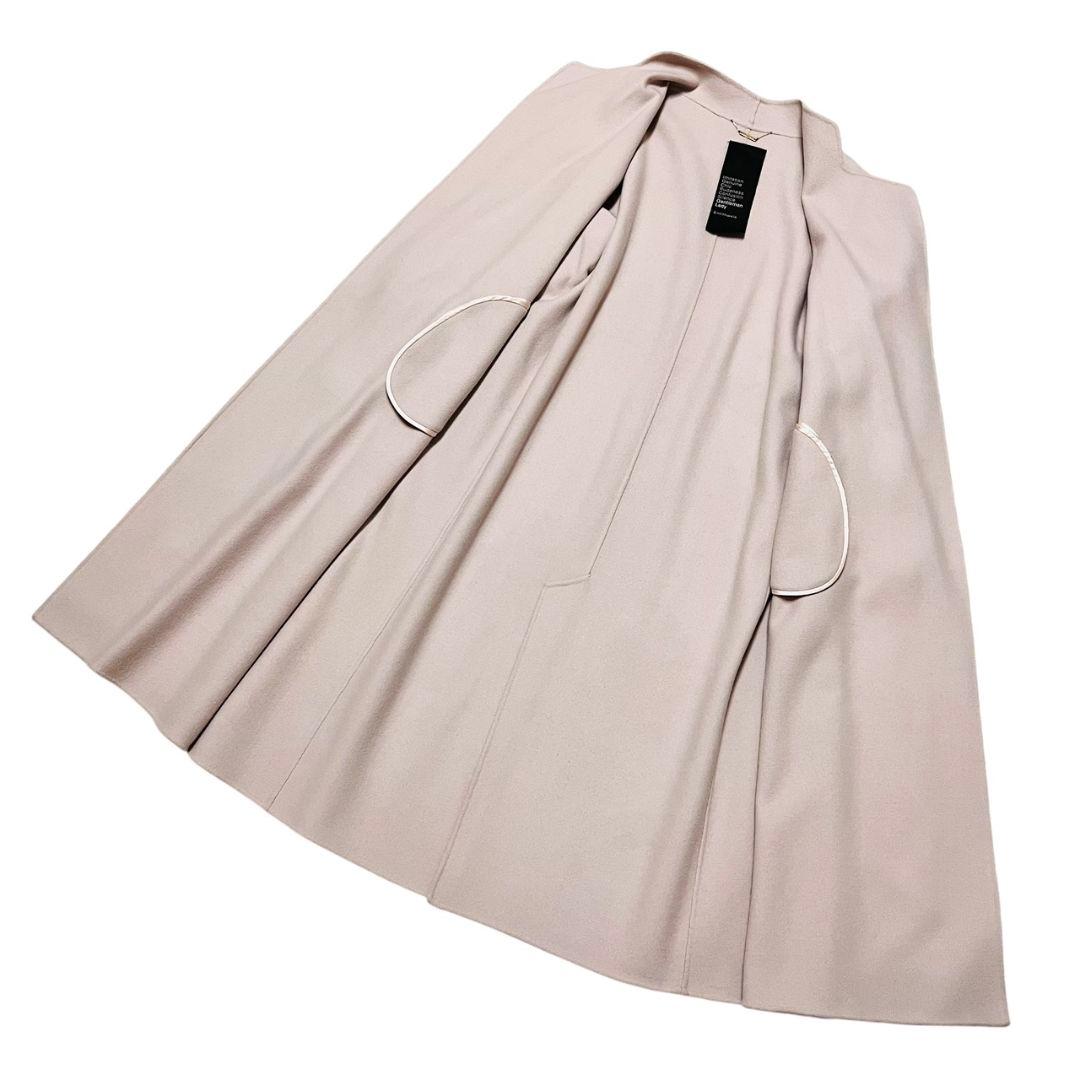 美品　カオス 11万　アールスーペリア ノーカラー ロングコート　ピンクベージュ