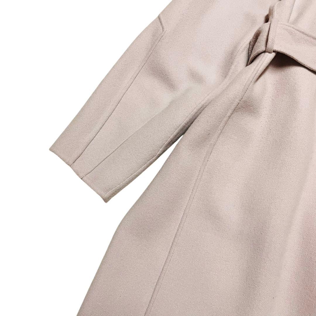 美品　カオス 11万　アールスーペリア ノーカラー ロングコート　ピンクベージュ