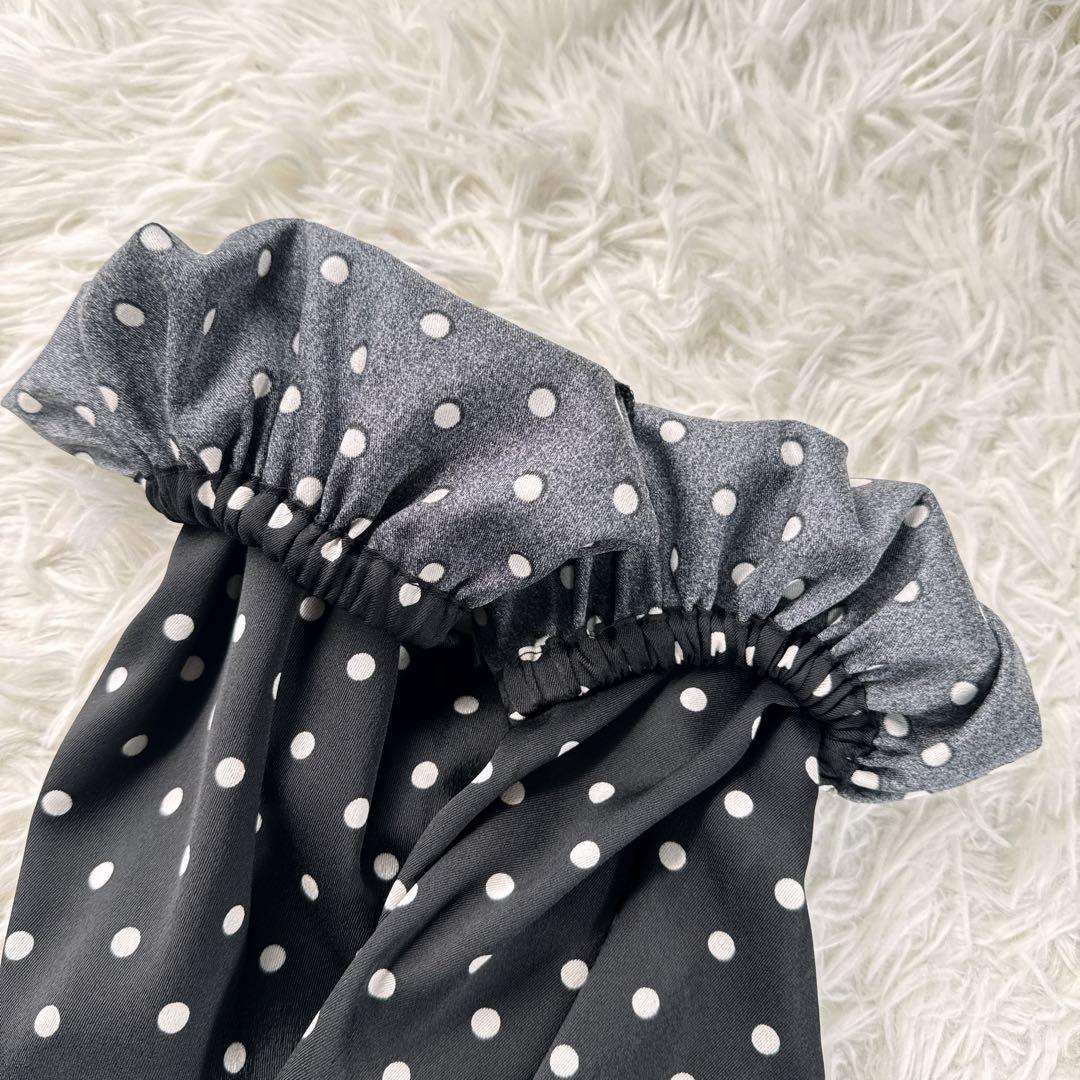 BEARDSLEY【洗える】パール釦ドットギャザーチュニック ワンピース