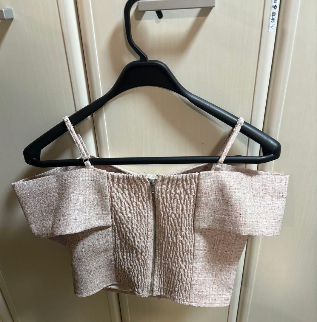 リップサービス　ツイードリボンオフショルトップス ピンク②