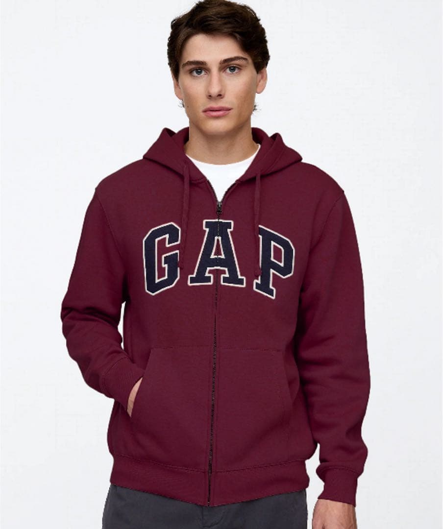 GAP バーガンディ ジップアップパーカー ワイン レッド - メルカリ