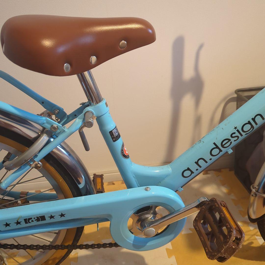 a.n.design works キッズ自転車 水色 前カゴ付き