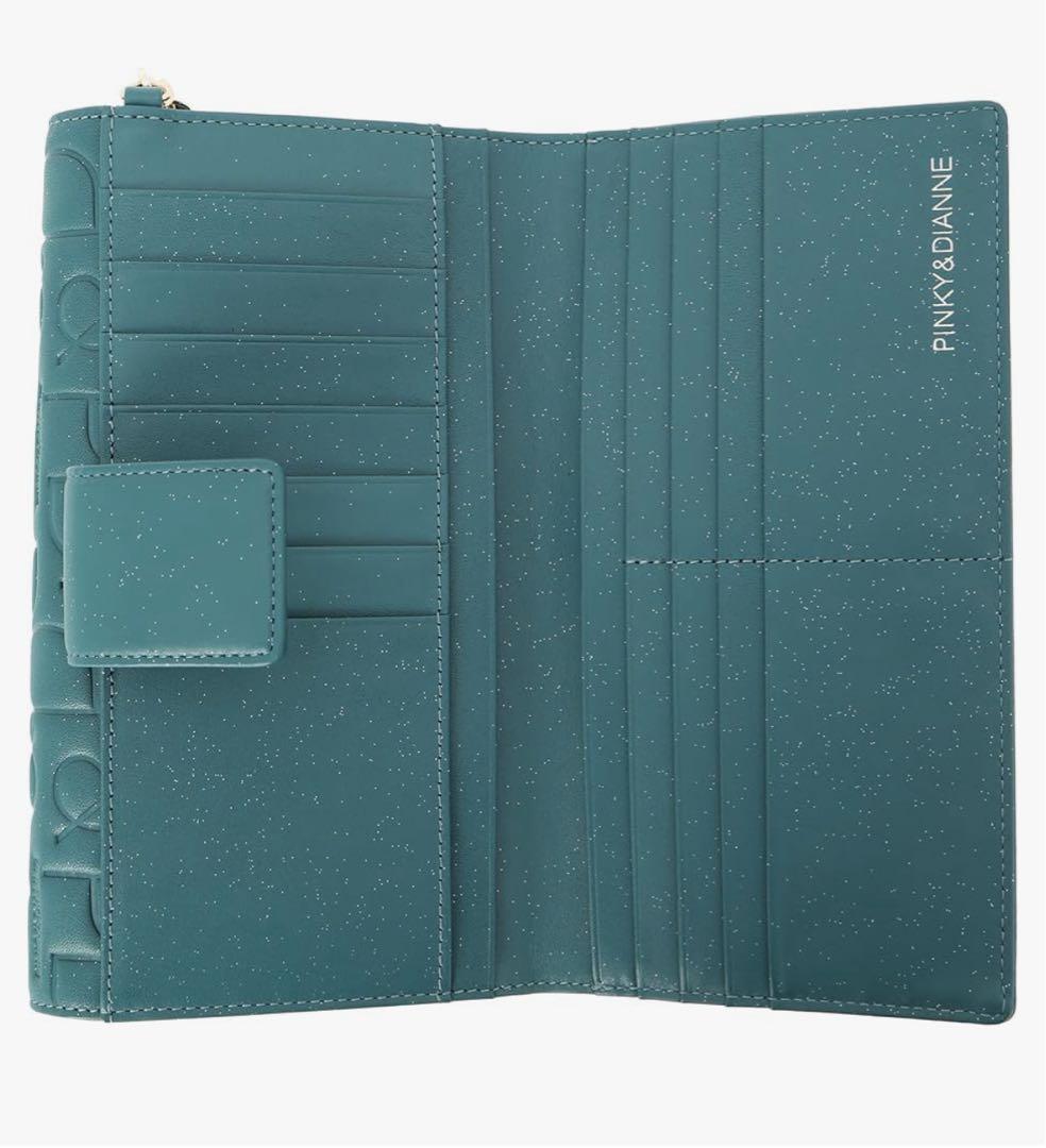 新品☆PINKY&DIANNE カヌレ かぶせ長財布☆緑☆大容量カード収納付き