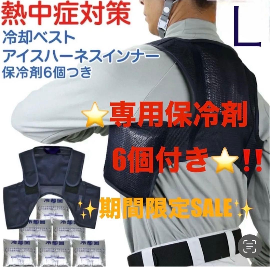 保冷剤90個付き 冷却ベスト アイスハーネス 日本製 L15枚　保冷剤➕42個