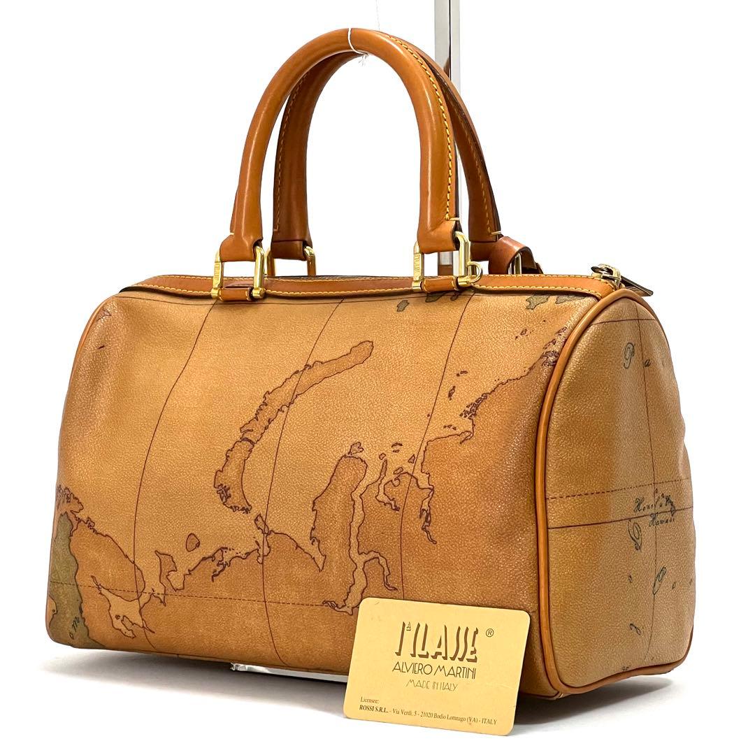 プリマクラッセ 世界地図柄 ハンドバッグ ミニバッグ ボストン PVC レザー