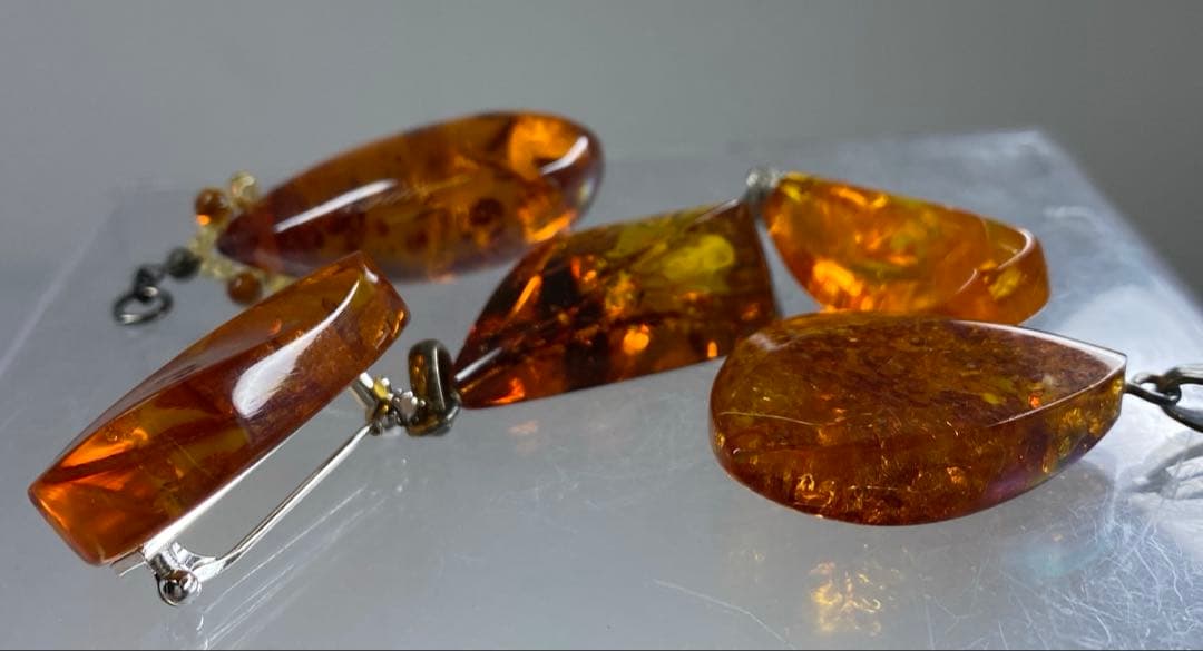 本琥珀ネックレストップ5点　30g 東Y7-0318☆1Fタトチ