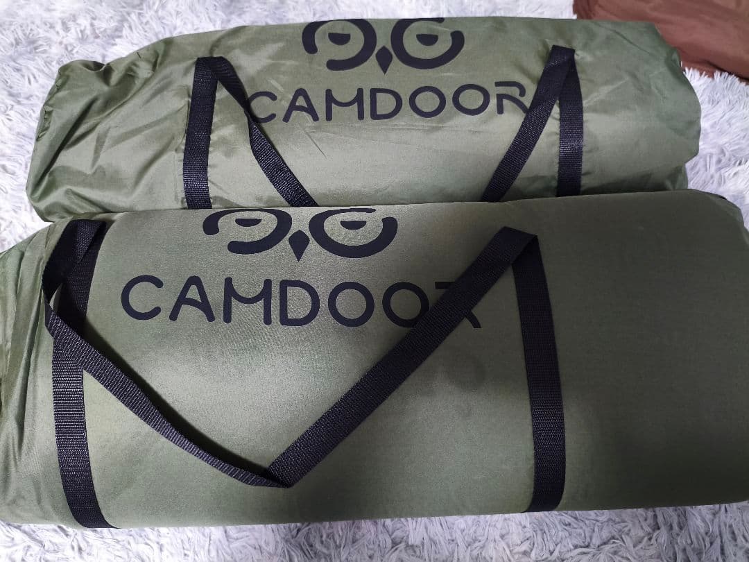 【2個】厚さ10cm インフレータブルマット オリーブ 枕付 連結可 車中泊