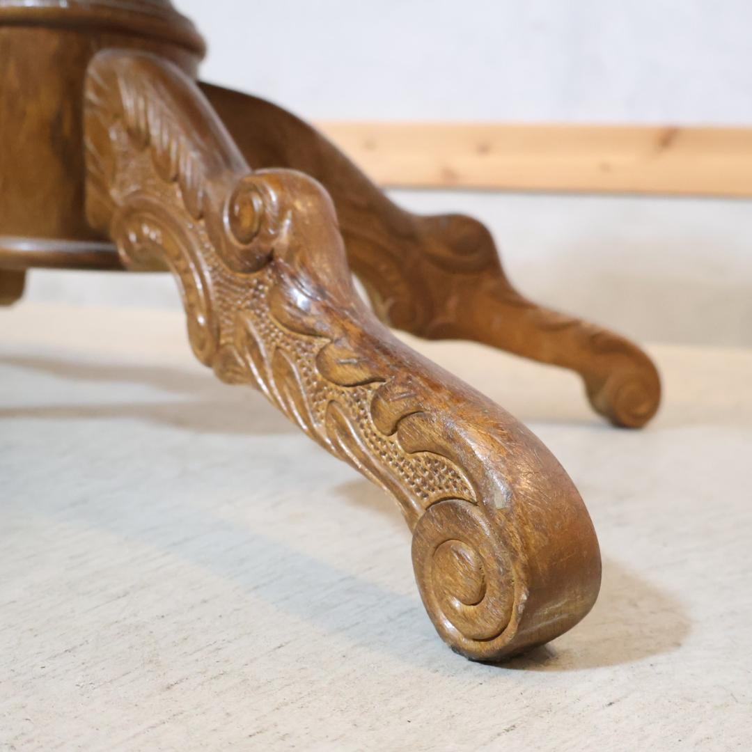 アンティーク調 カフェテーブル 円形 ロココ調 象嵌細工 エレガント 洋風