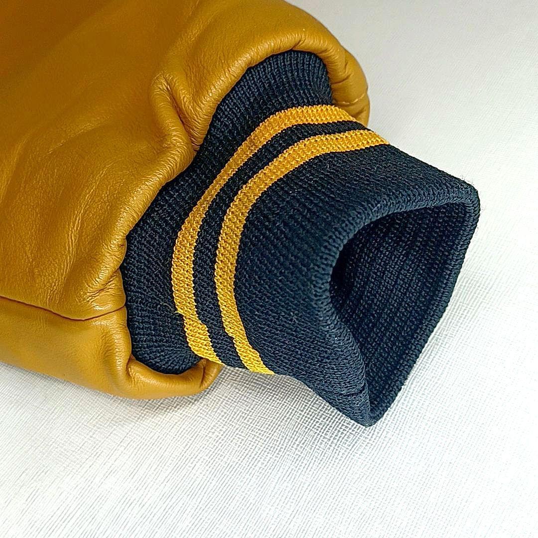 80s90s★カナダ製　メルトン×レザー　スタジャン　刺繍　ワッペン　ブラック