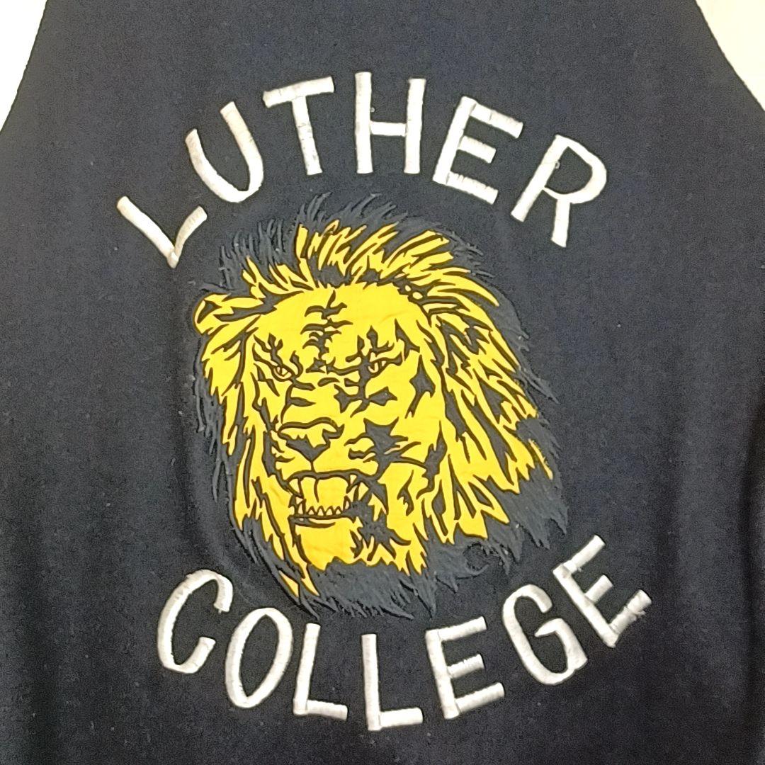 80s90s★カナダ製　メルトン×レザー　スタジャン　刺繍　ワッペン　ブラック