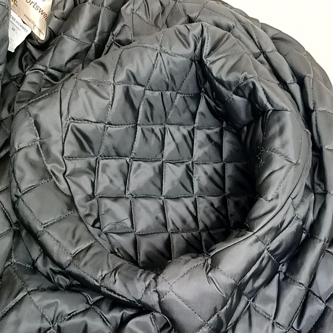 80s90s★カナダ製　メルトン×レザー　スタジャン　刺繍　ワッペン　ブラック